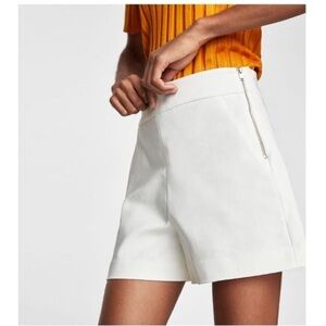 Zara High-Waisted White Shorts